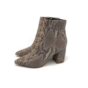 MARC FISHER Retire Snake Print Ankle Bootie Cream Brown 5